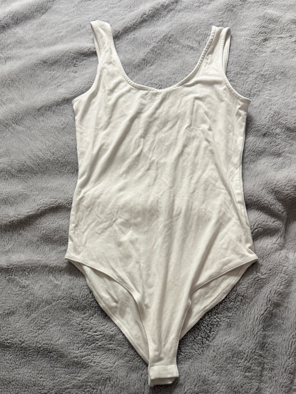 White Ribbed Tank One-Piece Bodysuit